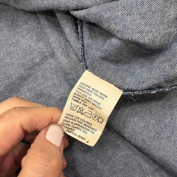 Elisabeth Size 18 Denim Dress Vintage Maxi Long Sleeve Western Prairie Modest - Picture 6 of 14